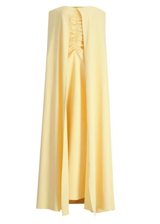 Cipria yellow cape-effect chiffon and crepe maxi dress