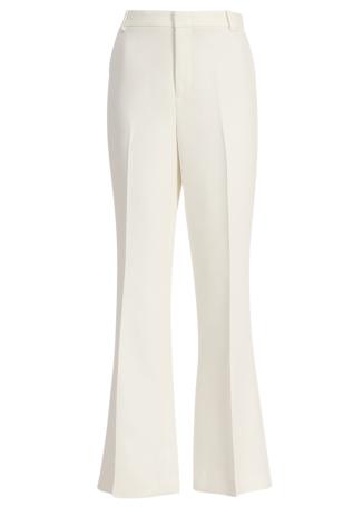 Off-white flared-leg cotton-blend trousers