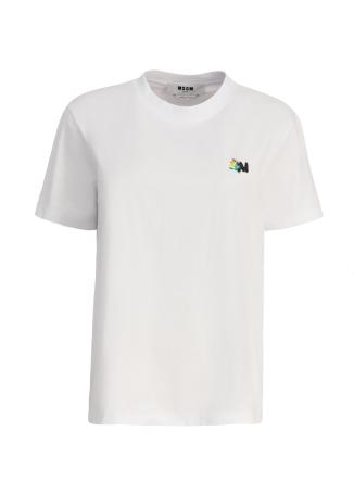 White logo-embroidered cotton T-shirt