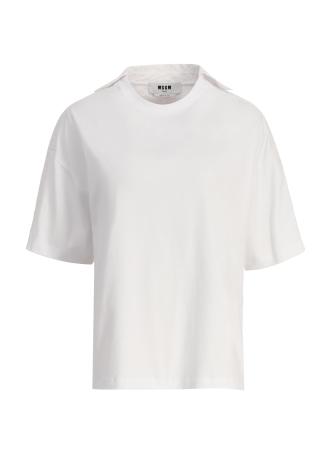 White cotton-blend T-shirt