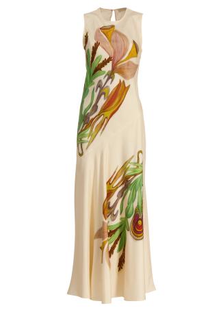 Gaea printed silk midi dress