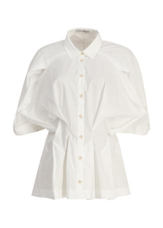Vessel white pleated stretch-cotton shirt