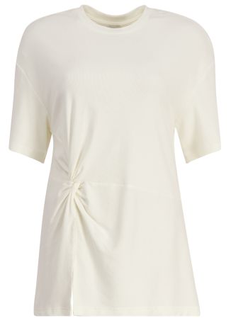 Aby off-white twisted cotton-blend t-shirt