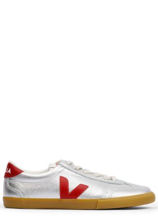 Volley logo metallic leather sneakers