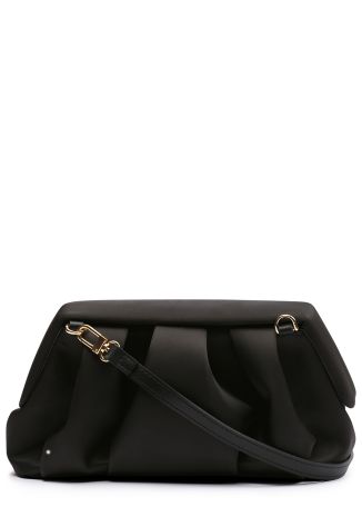 Afrodite black pleated satin clutch