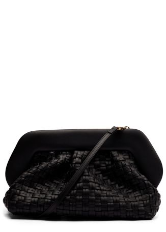 Bios black woven faux leather clutch