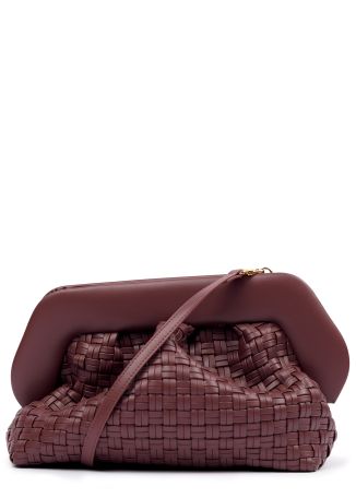 Bios burgundy woven faux leather clutch