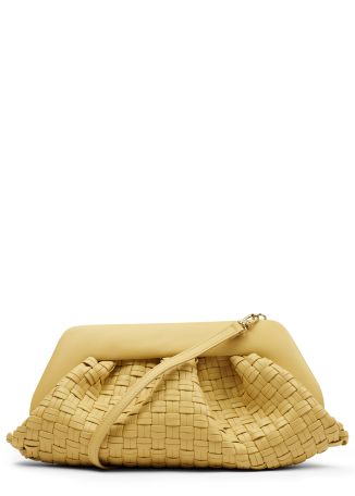 Bios beige woven faux leather clutch