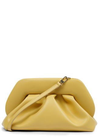 Tia yellow ruched faux leather clutch