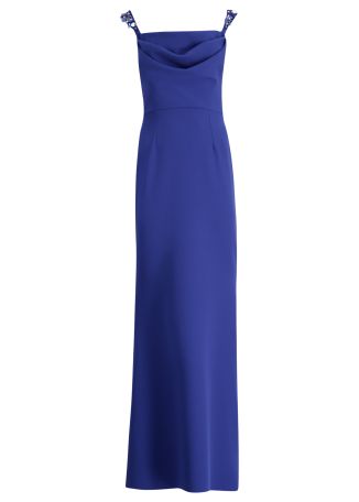 Melina blue bead-embellished crepe gown