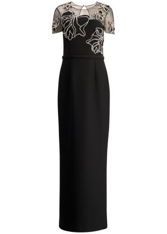 Solani black crystal-embellished crepe gown