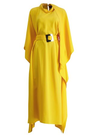 La luna yellow belted cady kaftan