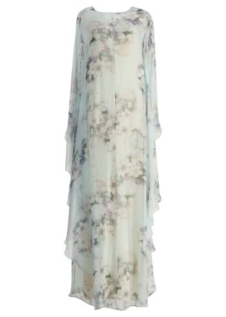 Floral-print silk kaftan