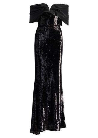 Black sequin-embellished gown
