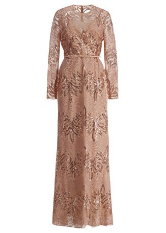 Sequin-embroidered silk-blend gown