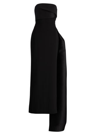 Kinsley black draped satin and crepe gown