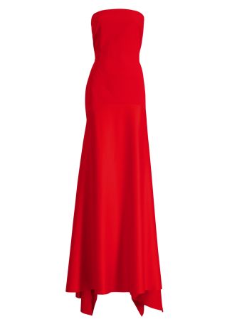 Alessandra red strapless crepe and satin gown