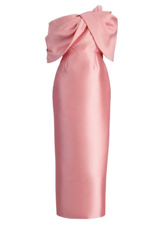 Davina pink off-the-shoulder faille gown