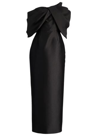 Davina black off-the-shoulder faille gown