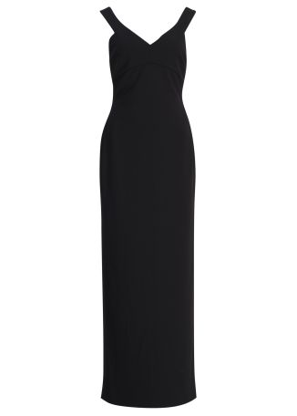 Nalani black off-the-shoulder crepe maxi dress