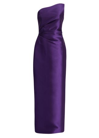 Kira purple one-shoulder satin gown