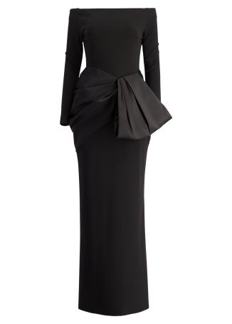 Kori black off-the-shoulder crepe gown