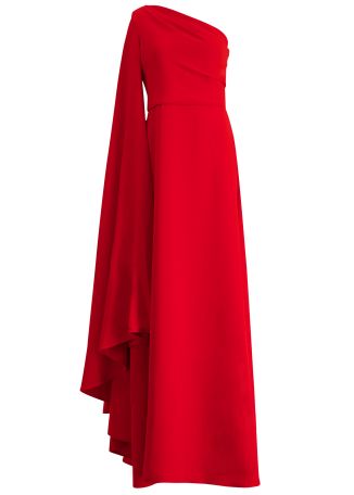 Yazmin red one-shoulder crepe gown