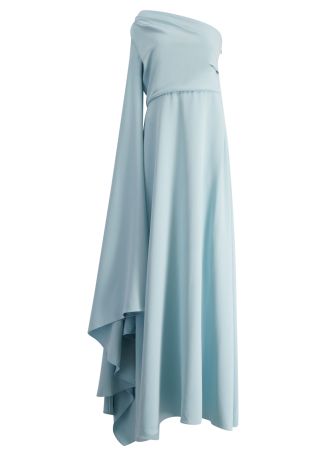 Yazmin blue one-shoulder crepe gown