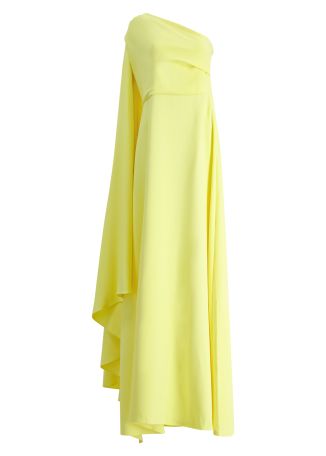 Yazmin yellow one-shoulder crepe gown
