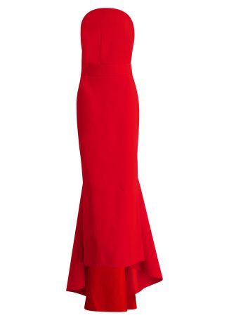 Citra red strapless crepe gown