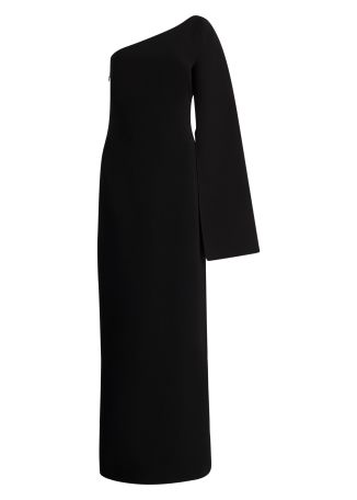 Alina black one-shoulder crepe gown