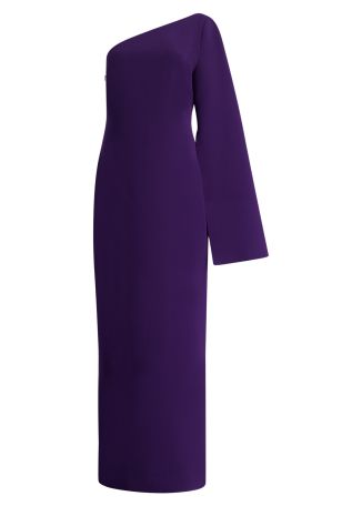 Alina purple one-shoulder crepe gown
