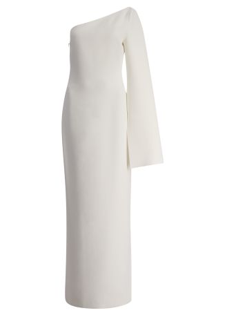 Alina white one-shoulder crepe gown