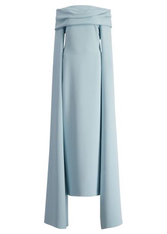 Nuri blue off-the-shoulder crepe gown