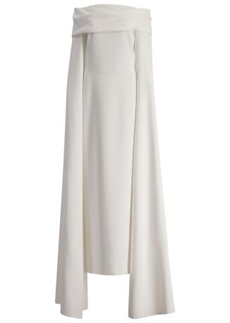 Nuri white off-the-shoulder crepe gown