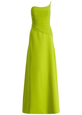 Domanica green one-shoulder chiffon and crepe gown