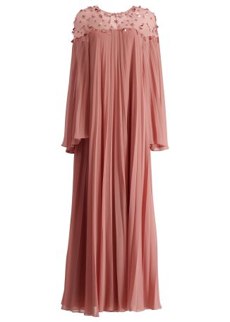 Efsun pink pleated maxi dress