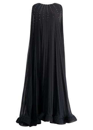 Black cape-effect chiffon maxi dress