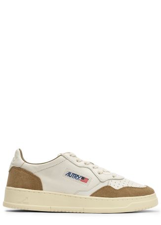 Medalist panelled leather and suede sneakers