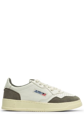 Medalist panelled leather and suede sneakers