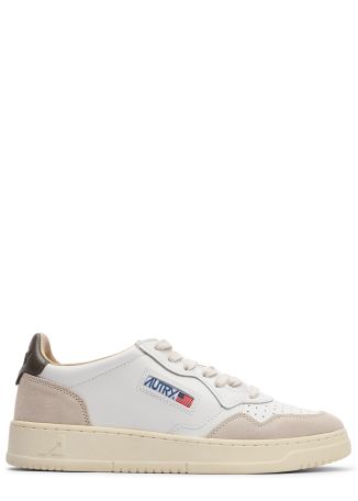 Medalist panelled leather and suede sneakers