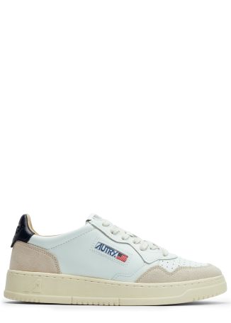 Medalist panelled leather and suede sneakers