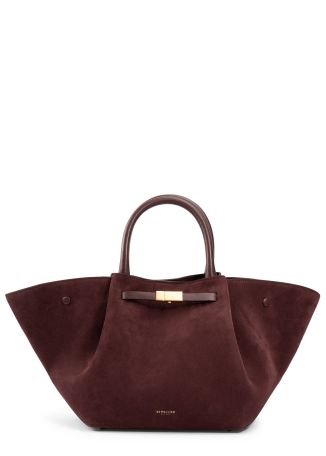 The midi new york brown lizard-effect leather tote