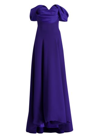 Kylie blue off-the-shoulder crepe gown