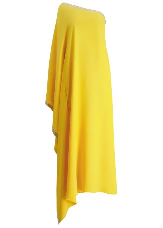 Betsy yellow crystal-embellished crepe kaftan