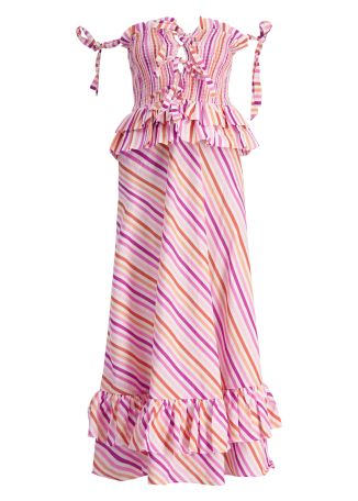Paula striped linen-blend maxi dress