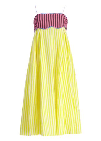 Lola striped linen-blend midi dress