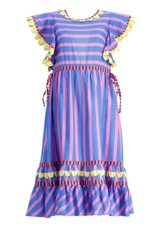 Candela striped linen-blend midi dress