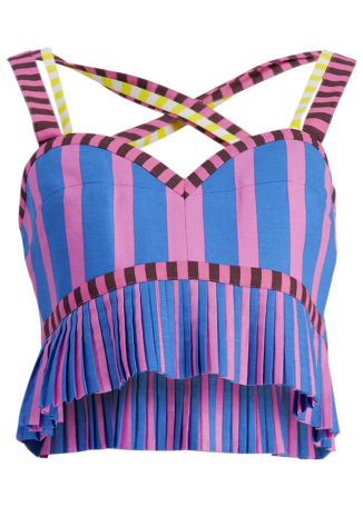 Julieta striped linen-blend top