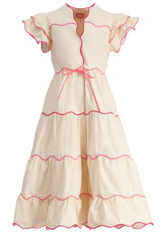 Baba voyager cream tiered cotton-blend midi dress
